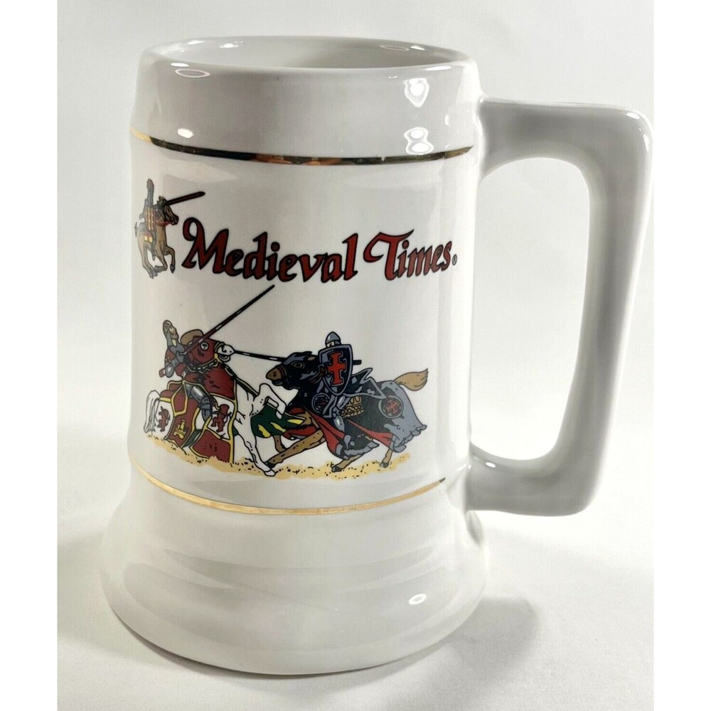 Medieval Times Beer Stein Mug Tankard Joust 6" Tall Knights Tournament Ceramic